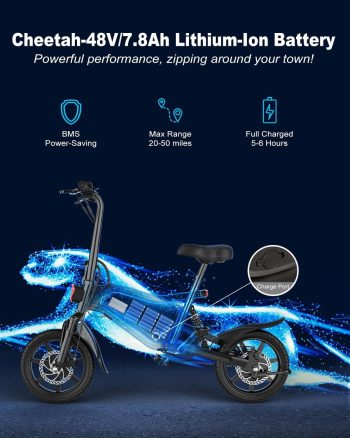 ANCHEER Peak 500W Electric Bike for Adults, Foldable Electric Bikes with 48V 374Wh Battery, 14" Electric Bicycle for Men Women, LCD Digital Display, Cruise Control Ebikes, Dual Suspension Fork UL2849