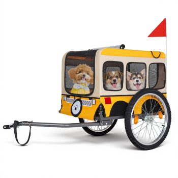 TOPCOMFY Dog Bike Trailer Large Folding Pet Carrier Heavy Duty Steel Frame All Terrain Wheels for Cycling Jogging Camping Outdoor Adventures Yellow