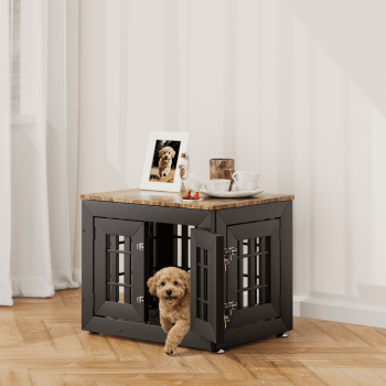 Snuowu 26" Heavy Duty Dog Crate Furniture for Small,Medium and Large Dogs,Rustic Wooden Dog Cage Kennel Indoor Furniture with Waterproof Top,Decorative Pet House Side End Table ( & Wood)