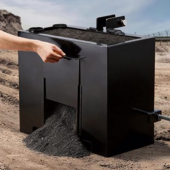 VEVOR Ballast Box, 3-Point Category 1 Tractor Ballast of 800 lbs Capacity, with Standard 2 Inch Hitch Receiver, Heavy-Duty Steel 3.2 ft³ Large Volume Durable Loader Attachment with Sliding Door,Black