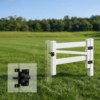 Fencer Wire 3ft X 4ft Vinyl Ranch Gate Kit with Gate Post, PVC Fence Gate and Post with Hinges, Latch & Hardware, UV-Resistant, Easy Install, Durable Outdoor Vinyl Fence for Ranch, Yard & Farm
