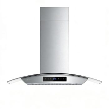 VENFAN 30 Inch Island Range Hood Ceiling Mount, 1200 CFM Kitchen Hood with DC Motor, 8-Speed Fan, Ducted/Ductless Vent, Memory Function & Delay Shutoff,Stainless Steel & Tempered Glass
