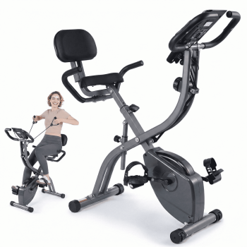 Naipo 3in1 Folding Exercise Bike with 10 levels of adjustable resistance Indoor Cycling Magnetic Upright Bike Stationary Exercise Bike Perfect for Home Use