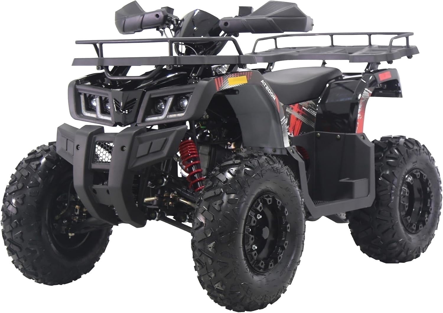 Coleman Powersports AT200R 169cc Adult Gas ATV, High-Speed Off-Road Quad Up to 38 MPH & 20 Miles Range, Automatic Transmission, Front & Rear Cargo Racks, Ages 16 and Up, Black