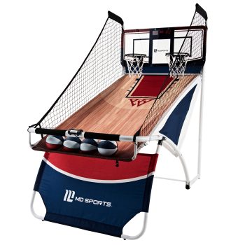 7-ft EZ-Fold Dual Shot Basketball Arcade Game with LED Scoreboard, 2 Steel Hoops, 8 Game Modes, Indoor Game Room Set by MD Sports
