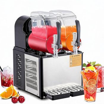 Memoryfield Commercial Slushy Machine 2 Tank, 4L x 2 Frozen Drink Maker, with Self-Cleaning, Home & Commercial Use