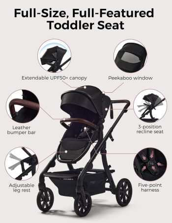 Momcozy ChangeGo Baby Stroller, Convertible Single-to-Double-to-Wagon Stroller with 23 Configurations, Bassinet and Seat Included, Large PU Wheels, All-Wheel Suspension ＆ Extendable UPF50+ Canopy