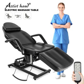 Artist Hand Massage Table 3 Motor Electric Adjustable Tattoo Beauty Bed Salon Chair ()