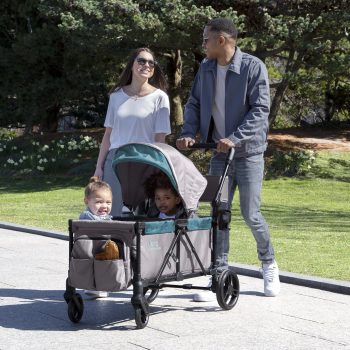 Jeep Sport All-Terrain Stroller Wagon by Delta Children - Includes Canopy, Parent Organizer, Adjustable Handlebar, Snack Tray & Cup Holders