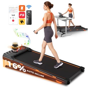 Walking Pad with 12-Level Auto Incline, 4 MPH Under Desk Treadmill, 2.5HP Motor, 16% Incline, APP & LED Display, 300 LBS Capacity for Home Office