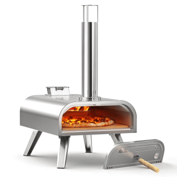 BIG HORN OUTDOORS 16 Inch Pellet Pizza Oven Outdoor, Wood Pellet Pizza Stove with Pizza Stone for Backyard, Camping