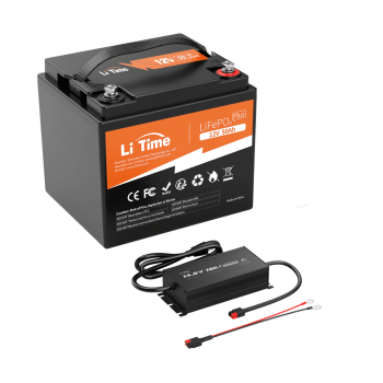 LiTime 12V 50Ah Lithium LiFePO4 RV Battery with 12V 10A Charger, Max. 15000 Deep Cycle Battery, 11.57lbs Ultra-Light, Perfect for Camper, Van, Travel, Trailer, Marine, Trolling Motor