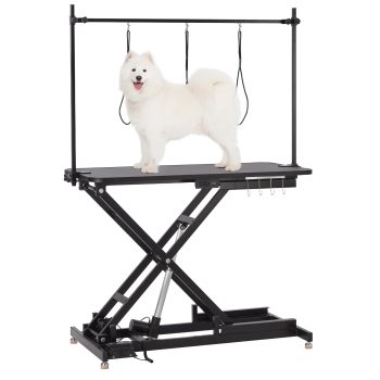 Huisuilinss Electric Dog Grooming Table,Heavy Duty Height Adjustable Pet Grooming Table x-Type Electric Lift Dog Grooming Table For Large Dogs, With Overhead Arm, Usb Sockets And 3 Grooming Noose