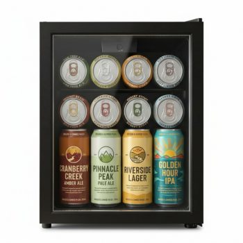 Ktaxon 46 Can Beverage Refrigerator Cooler, 1.0 Cu.Ft. Mini Fridge with Double Layer Glass Door & Adjustable Shelf for Home