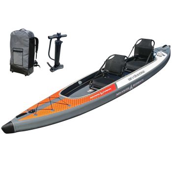 Advanced Elements AirVolution 2 Pro - Inflatable Kayak with Pump - Recreational Tandem Kayak - 14.5 ft - Orange