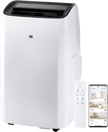 Restored TCL H10P36W 10,000 SACC BTU (ASHRAE 14,000 BTU) Aire Acondicionado Portátil Inteligente, Ventilador y Deshumidificador, 450 Sq. Ft, 3 Velocidades, Control Remoto