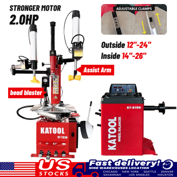 KT-T830+KT-B700 Tire Changer (80 Inch) Wheel Balancer Combo 2.0HP Bead Blaster Alloy Steel Jaw 120V Motor Professional Garage Equipment for Tire Repair & Wheel Balancing (KT-T830 KT-B700)