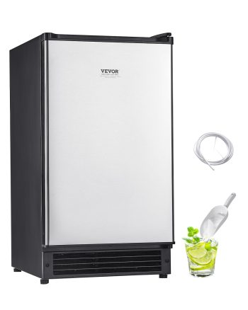 VEVOR Undercounter Built-in Ice Maker, 25 Lbs/Day Under Counter Ice Maker Machine with Reversible Door Stainless Steel, Freestanding Ice Maker for Commercial Home Kitchen, No Drain Required