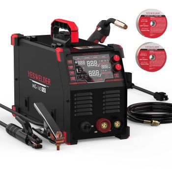 YESWELDER 165A MIG Welder, 110/220V Dual Voltage, Gas/Flux Core/Stick, LED Display