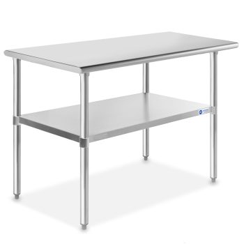 GRIDMANN 48 x 24 Inch Stainless Steel Table w/ Undershelf, NSF Commercial Kitchen Work & Prep Table
