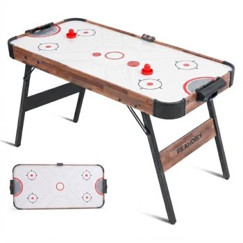 56" Foldable Air Hockey Table, Indoor Arcade Game Table with Electronic Scoring, Powerful Air Motor, 2 Pucks & 2 Pushers for Kids & Adults
