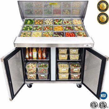 Mega 36" Commercial Sandwich Prep Table Refrigerator | NSF Certified | 3340F | R290, 9 Cu.Ft. with Cutting Board Refrigerator