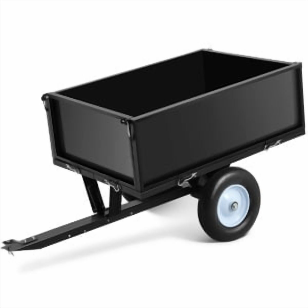 TEQIN 500LB Heavy Duty Tow Behind ATV Trailer Steel Dump Cart,Garden Dump Cart 11.4-Cubic Feet Capacity Garden Utility Trailer with Removable Tailgate for Riding Lawn Mower Tractor