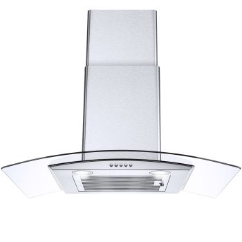 Joeaonz 30" Wall Mount Range Hood with 450 CFM Airflow, 3-Speed Fan, Tempered Glass, and Dishwasher-Safe Baffle Filters