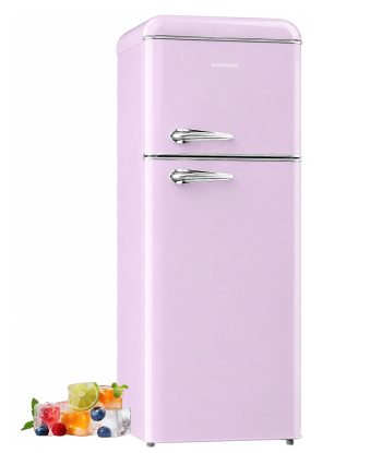 BANGSON 7.5 Cu.Ft Retro Fridge with Top Freezer for Vintage-Style Kitchen, Apartment & Office, 5 Adjustable Temperature