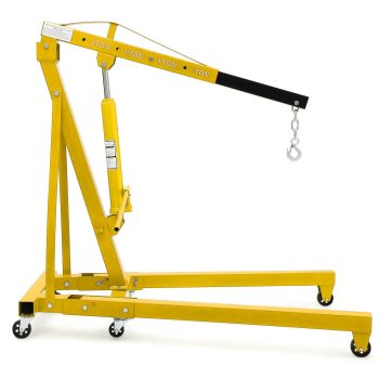 Hydraulic Engine Hoist 2 Ton, Cherry Picker Shop Crane with 6 Casters and Telescopic Boom, 4400 Lbs Heavy Duty Engine Hoist Crane Lift for Garage, Workshop, Automotive Repair, Yellow