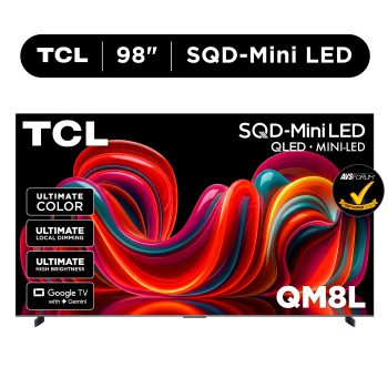 TCL 98 QM8L Series SQD-Mini LED QLED Smart Google TV (NEW 2026) - TCL Deep Color System with Super QLED, Up to LD4000 Precise Dimming Series, Up to HDR6000 Peak Nits, WHVA 2.0 Ultra Panel - 98QM8L