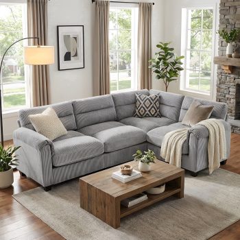 Bonzy Home Modular Convertible Sectional Sofa, Modern living room furniture sets L‑Shaped Couch