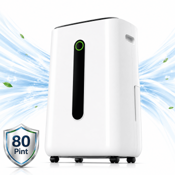 Ludatido Energy Efficient 80 Pint Dehumidifier with 1.7 gallon Water Reservoir - Auto/Manual Drainage, for Basements Large Room