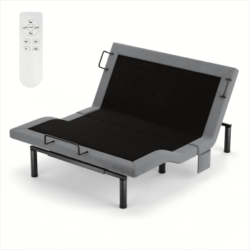 Raffle Pinker Adjustable Bed Frame Electric Power Metal Bed Base,Remote Control,Head & Foot Incline,1000lb Support,Black