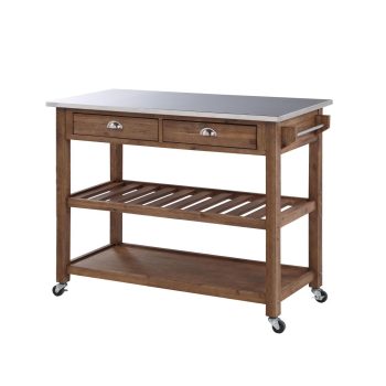 Boraam Sonoma 35.75in. H Wood Kitchen Cart with Stainless Steel Top - Finish