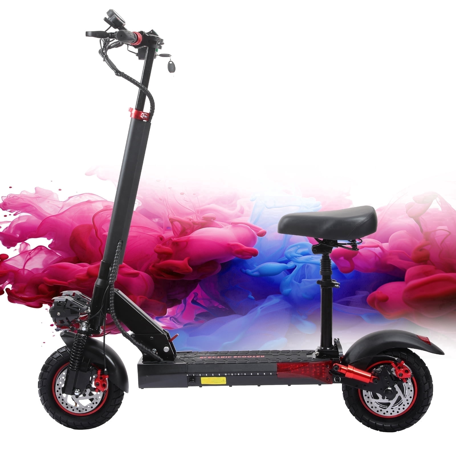 Electric Scooter with Seat for Adults, 1200W Peak Powerful Motor Up to 25MPH, 48V 15.6Ah Long Range Battery 25 Miles, 10" Off-Road Vacuum Tires Foldable Commuter E-Scooter, Dual Disc Brakes