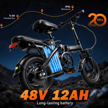 BroPath Electric Bike for Adults,Ebike,14" Folding Electric Bike,500W Motor, 20 MPH, Commuter City E-Bike,576Wh Removable Battery,Multi-Shock Absorptio,20+ Miles,3 Mode,Mini E Bikes for Teens,UL2849