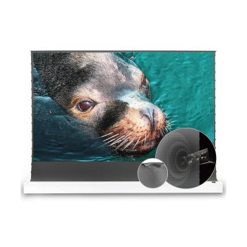S Electric Tension Floor Screen With Obsidian Long Throw ALR P(Ambient Light Rejecting-Sound Perforated Acoustic Transparent Material[Recommended For Normal/Standard/Long Throw Projector Use]
