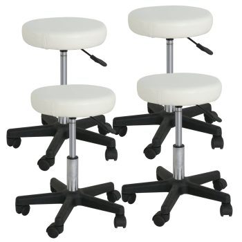 ZENY Swivel Salon Stool Chair PU Cushion Backrest Adjustable Height, Set of