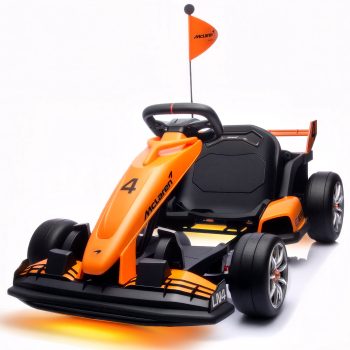 iRerts 24V Licensed McLaren Electric Go Kart, Drift Racing Go Kart with 400W Motors, Adjustable Seat, Max Speed 7.5 MPH, LED Lights, Powered Ride on Toy Car for Kids Ages 6-12, Orange