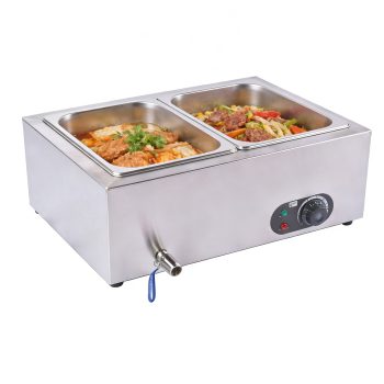 GELUOXI Commercial Food Warmer, 24QT Electric Steam Table, 1200W Professional Countertop Stainless Steel Buffet Bain Marie with 86-185°F Temp Control for Catering and Restaurants, Silver