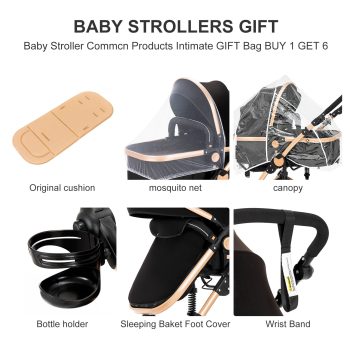 2 in 1 Convertible Baby Stroller with Foldable Lightweight Carriage Reversible Removable Bassinet Pram,Adjustable Canopy,Travel Stroller for 0-36 Months,26 Pounds,Unisex