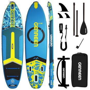 GenreenHub Inflatable Stand Up Paddle Board 11'6" for Adults, Wide Stable SUP Board with Accessories, Family Fishing Touring