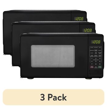(3 pack) Mainstays 0.7 cu ft Countertop Microwave Oven, 700 W, Black, New