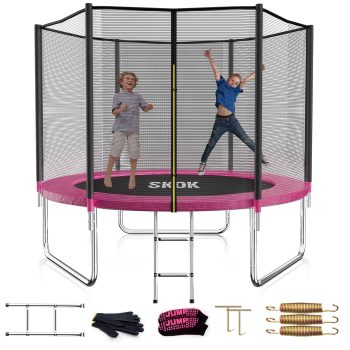 SKOK 10FT Trampoline with 600LBS Capacity, Ladder, Waterproof, Heavy Duty for Indoor & Outdoor