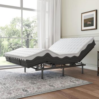 Full Size Adjustable Bed Base, Wireless Remote Control with Memory Function, Head & Foot Incline Support, Quiet Motor Operation, 500 LBS Heavy Duty Weight Capacity