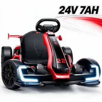 VIBESPARK 24V Electric Go Kart, Drift Go Kart for Kids with Adjustable Seat, Two Drive Modes, Ultra-Long Battery Life, Bluetooth, LED lights, Ride on Car for Kids 6-12