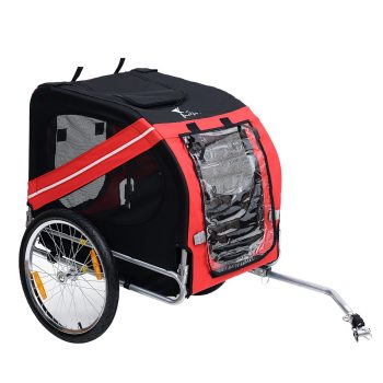 Dog Bike Trailer Pet Cart Bicycle Wagon Cargo Carrier Attachment for Travel with 3 Entrances Large Wheels for Off-Road & Mesh Screen