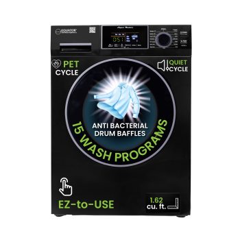 Equator 1.6 cu.ft./15 lbs Black 110V Front load Washer 15 programs + Pet Cycle