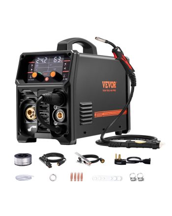 VEVOR MIG Welder,200A Synergic Mig Welding Machine, 4-in-1 Gas MIG/Flux Core MIG/Stick/Lift TIG Multi-Process Welder Machine,110V/220V Dual Voltage Mig Welder with IGBT Inverter & LCD Screen Display